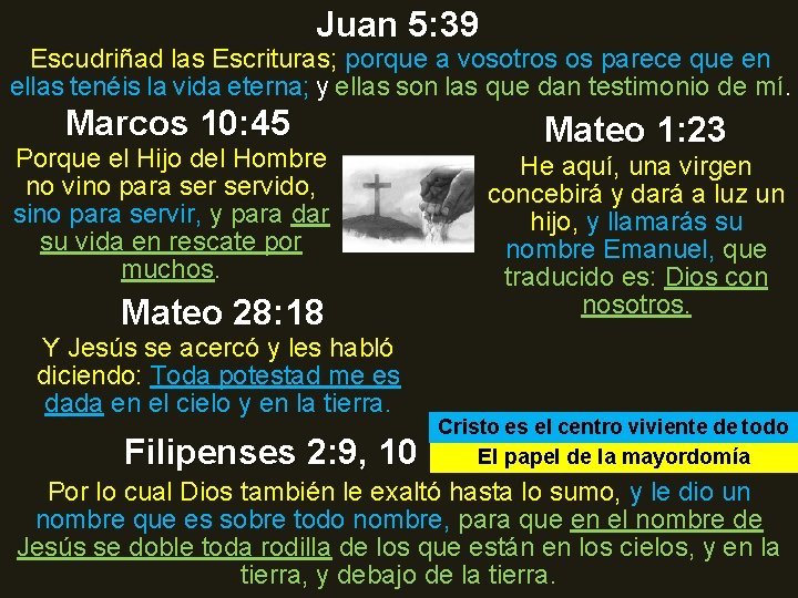 Juan 5: 39 Escudriñad las Escrituras; porque a vosotros os parece que en ellas