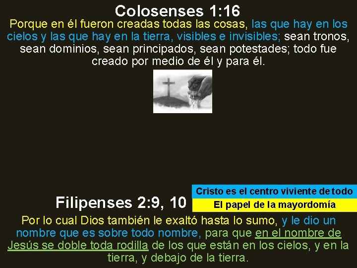 Colosenses 1: 16 Porque en él fueron creadas todas las cosas, las que hay