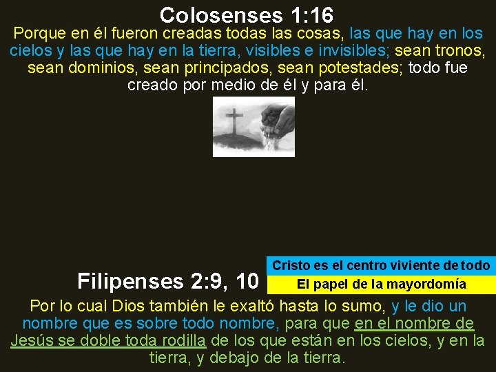 Colosenses 1: 16 Porque en él fueron creadas todas las cosas, las que hay