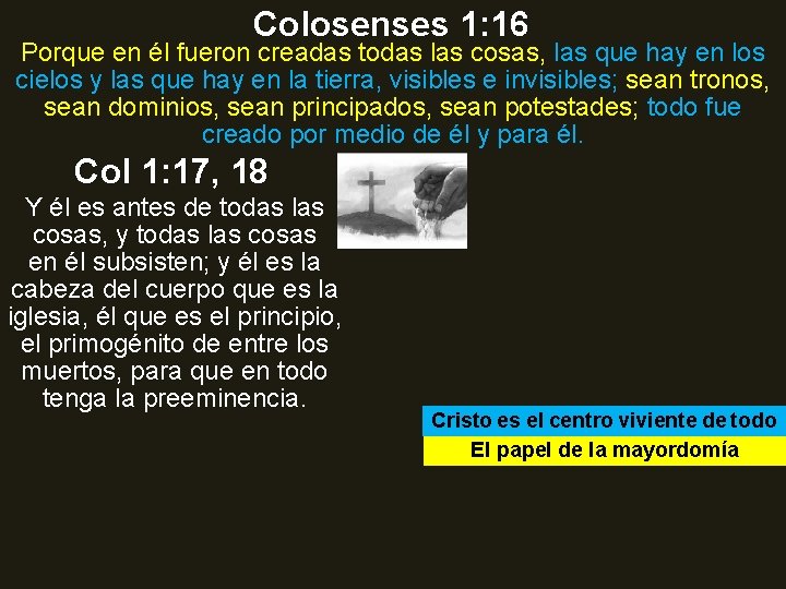 Colosenses 1: 16 Porque en él fueron creadas todas las cosas, las que hay
