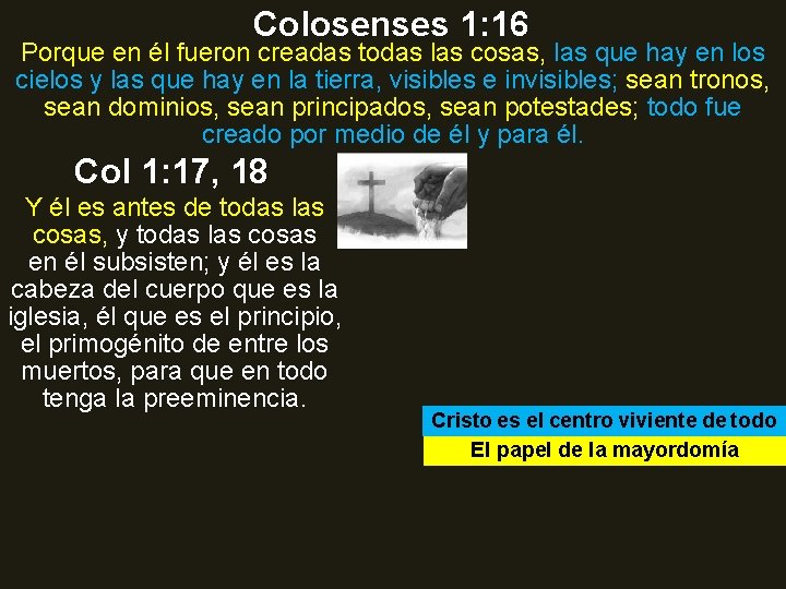 Colosenses 1: 16 Porque en él fueron creadas todas las cosas, las que hay
