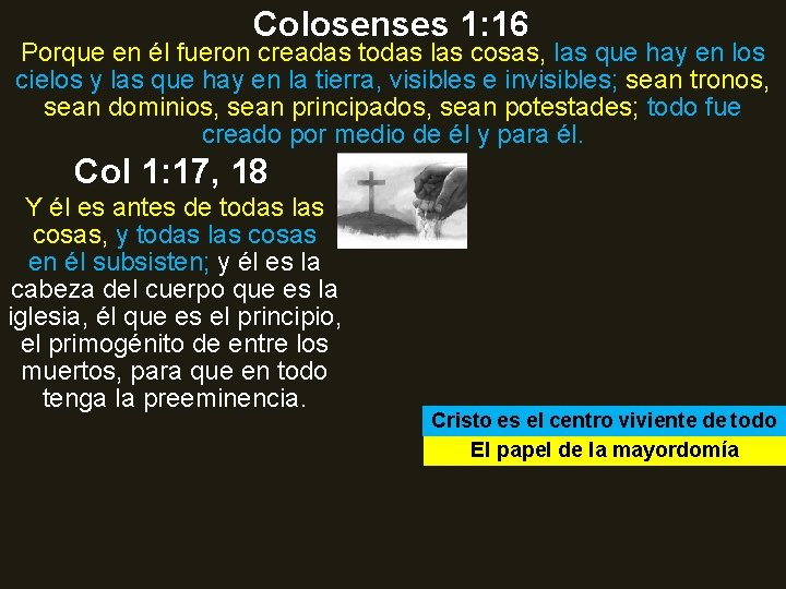 Colosenses 1: 16 Porque en él fueron creadas todas las cosas, las que hay