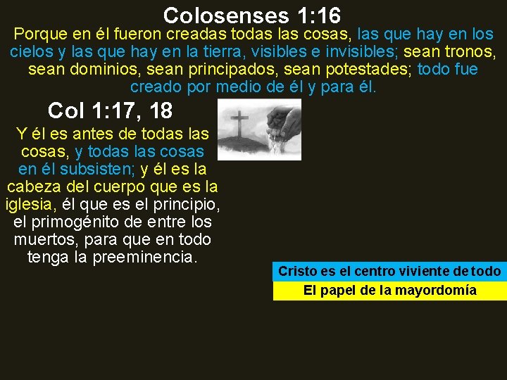 Colosenses 1: 16 Porque en él fueron creadas todas las cosas, las que hay