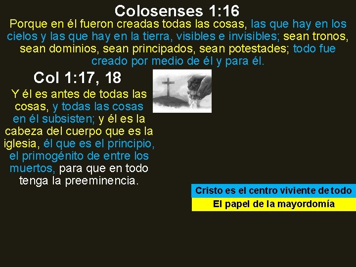 Colosenses 1: 16 Porque en él fueron creadas todas las cosas, las que hay