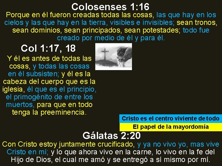 Colosenses 1: 16 Porque en él fueron creadas todas las cosas, las que hay