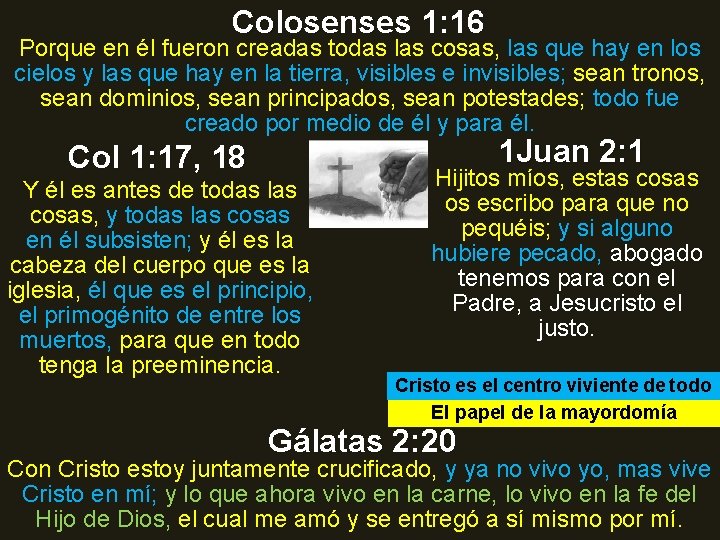 Colosenses 1: 16 Porque en él fueron creadas todas las cosas, las que hay