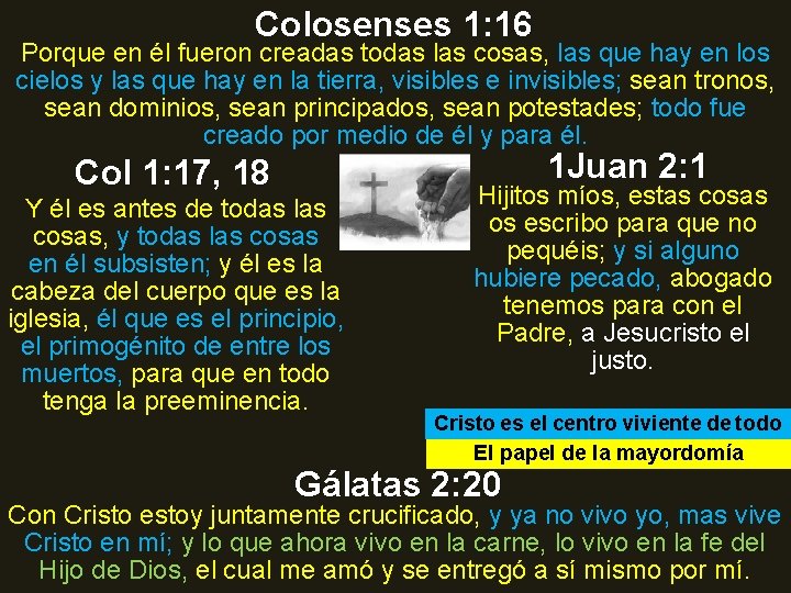 Colosenses 1: 16 Porque en él fueron creadas todas las cosas, las que hay
