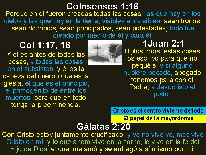 Colosenses 1: 16 Porque en él fueron creadas todas las cosas, las que hay
