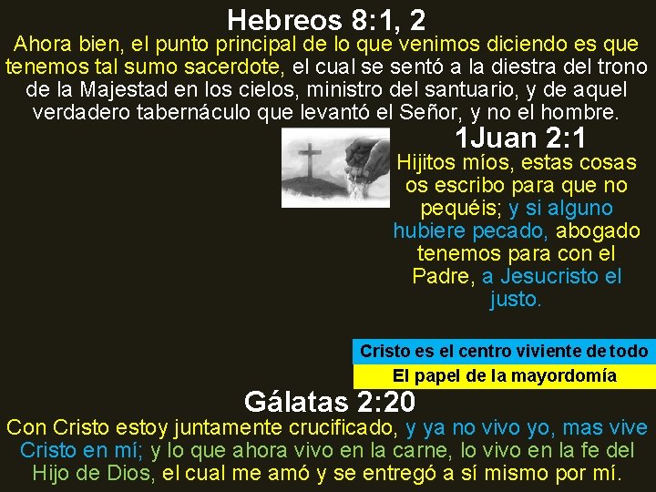 Hebreos 8: 1, 2 Ahora bien, el punto principal de lo que venimos diciendo