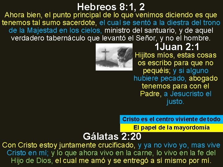 Hebreos 8: 1, 2 Ahora bien, el punto principal de lo que venimos diciendo