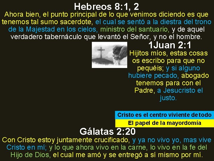 Hebreos 8: 1, 2 Ahora bien, el punto principal de lo que venimos diciendo