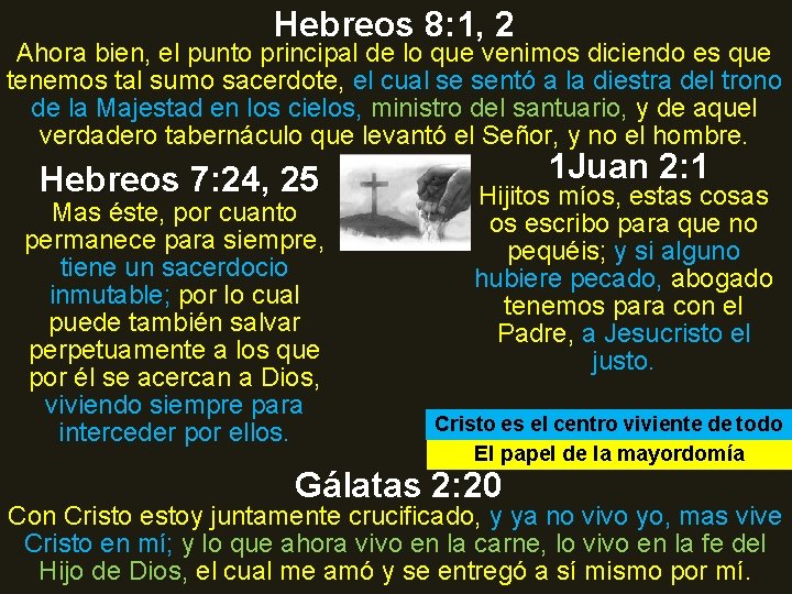 Hebreos 8: 1, 2 Ahora bien, el punto principal de lo que venimos diciendo