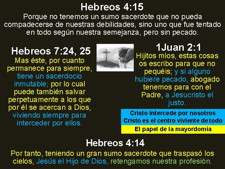 Hebreos 4: 15 Porque no tenemos un sumo sacerdote que no pueda compadecerse de