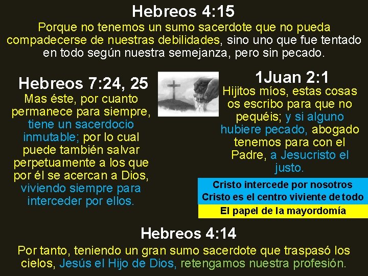 Hebreos 4: 15 Porque no tenemos un sumo sacerdote que no pueda compadecerse de