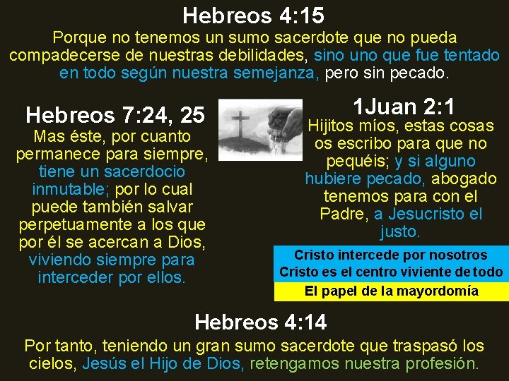Hebreos 4: 15 Porque no tenemos un sumo sacerdote que no pueda compadecerse de