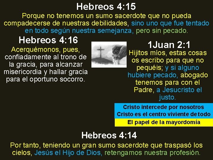 Hebreos 4: 15 Porque no tenemos un sumo sacerdote que no pueda compadecerse de