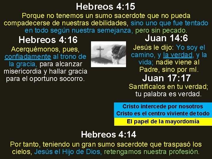 Hebreos 4: 15 Porque no tenemos un sumo sacerdote que no pueda compadecerse de