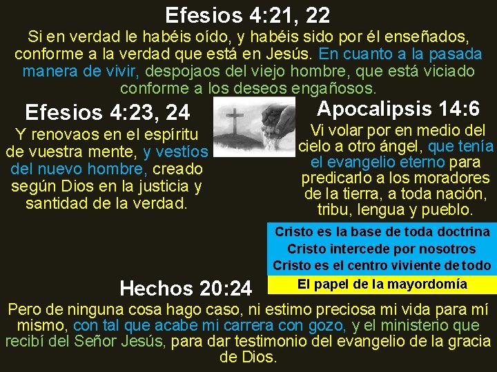 Efesios 4: 21, 22 Si en verdad le habéis oído, y habéis sido por