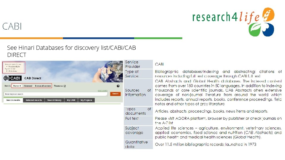 CABI See Hinari Databases for discovery list/CABI/CAB DIRECT 