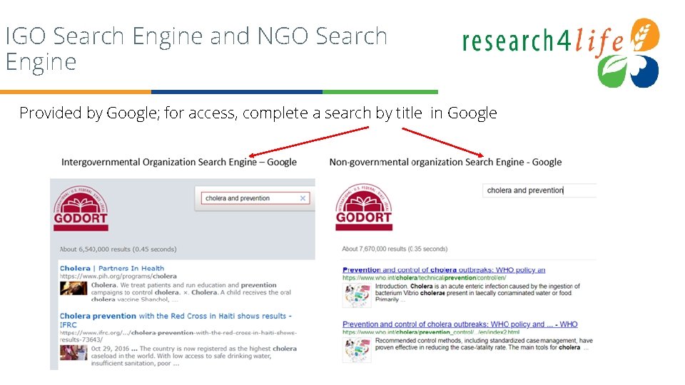 IGO Search Engine and NGO Search Engine Provided by Google; for access, complete a