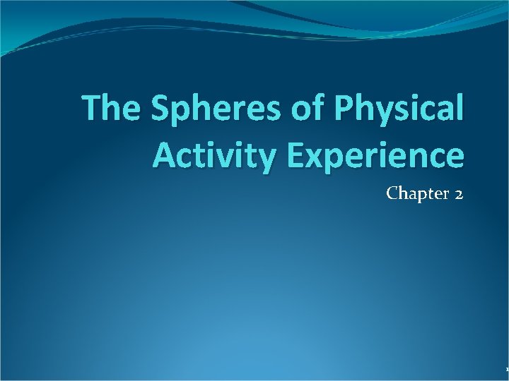 The Spheres of Physical Activity Experience Chapter 2 1 