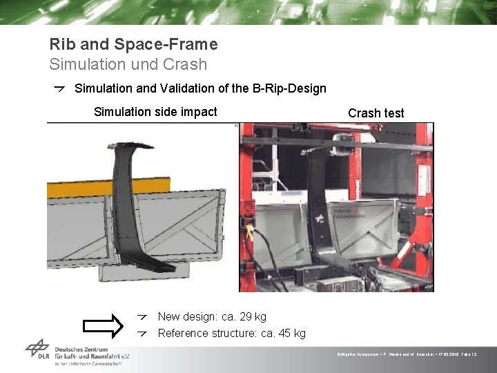 Rib and Space-Frame Simulation und Crash Simulation and Validation of the B-Rip-Design Simulation side