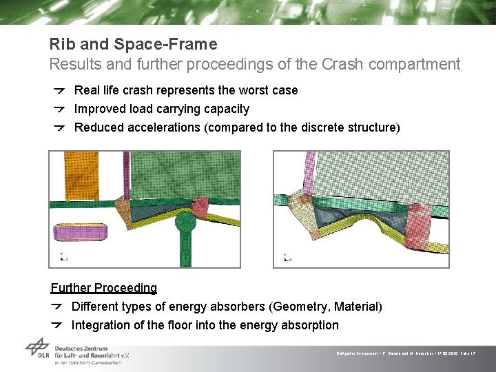 Rib and Space-Frame Results and further proceedings of the Crash compartment Real life crash