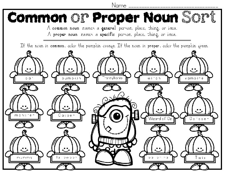 Name _________________ Common or Proper Noun Sort A common noun names a general person,