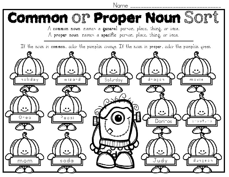 Name _________________ Common or Proper Noun Sort A common noun names a general person,