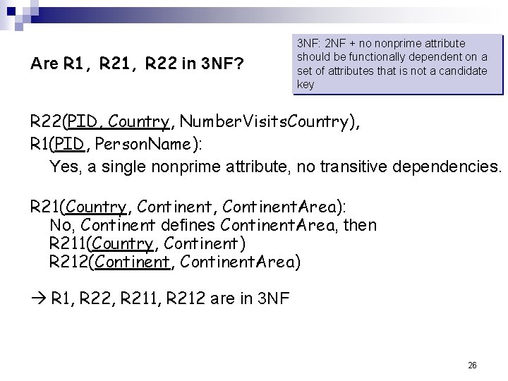Are R 1, R 22 in 3 NF? 3 NF: 2 NF + no