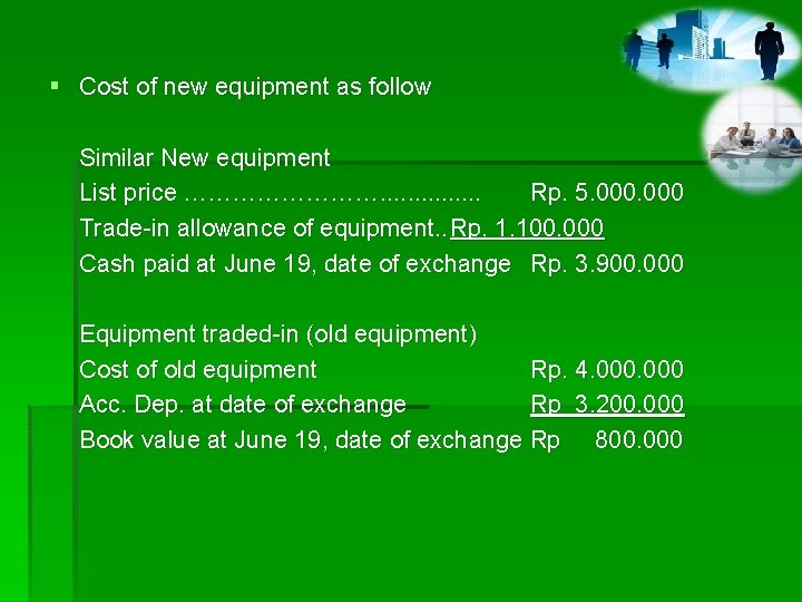 § Cost of new equipment as follow Similar New equipment List price …………. .