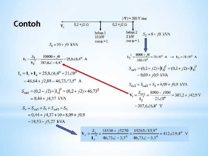 Contoh | V | = 380 V rms Vs 0, 2 + j 2