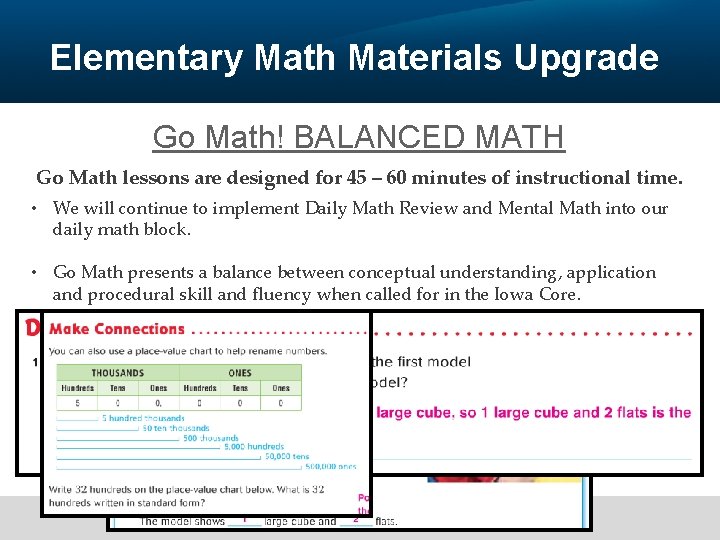 Elementary Math Materials Upgrade Go Math! BALANCED MATH Go Math lessons are designed for