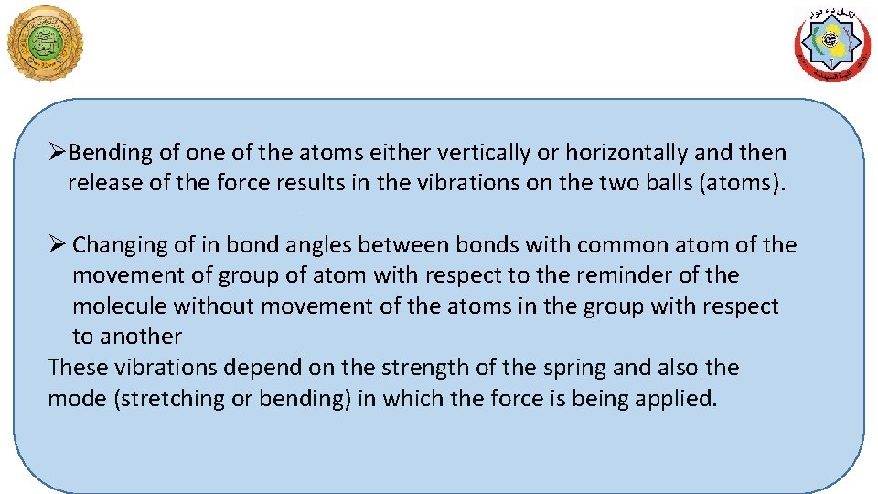 ØBending of one of the atoms either vertically or horizontally and then release of