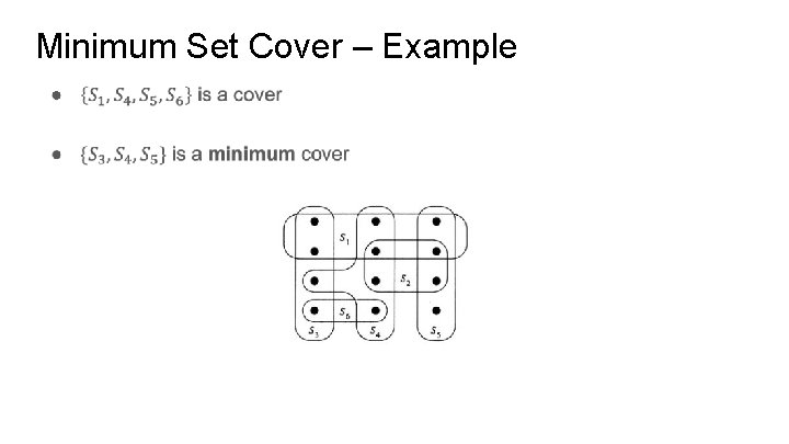 Minimum Set Cover – Example ● 