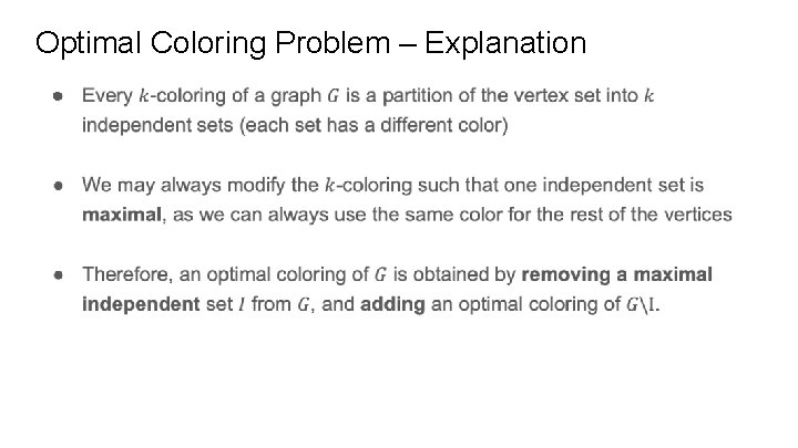 Optimal Coloring Problem – Explanation ● 