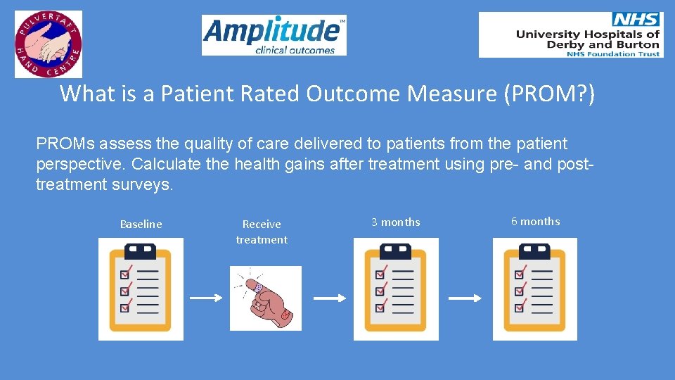 What is a Patient Rated Outcome Measure (PROM? ) PROMs assess the quality of