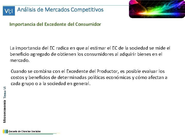 VI; I Análisis de Mercados Competitivos Importancia del Excedente del Consumidor La importancia del