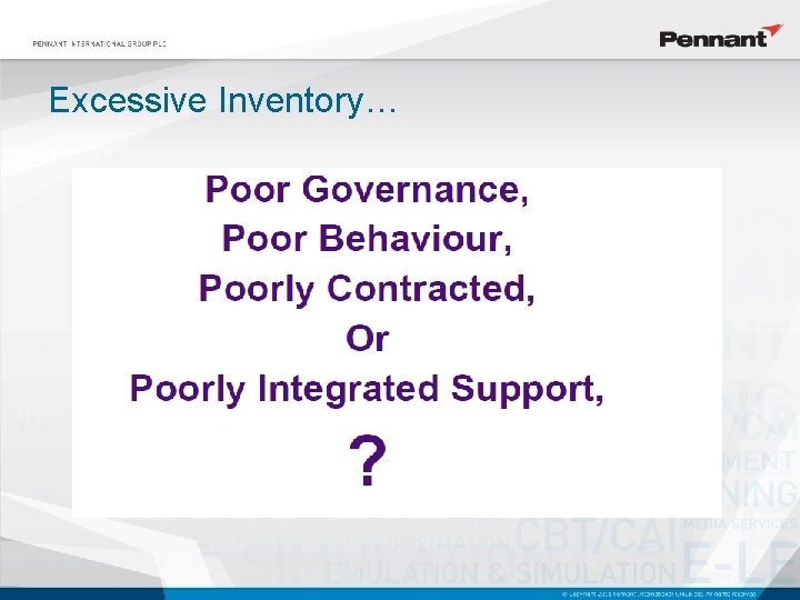 Excessive Inventory… 