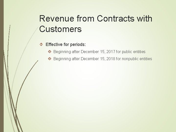 Revenue from Contracts with Customers Effective for periods: Beginning after December 15, 2017 for