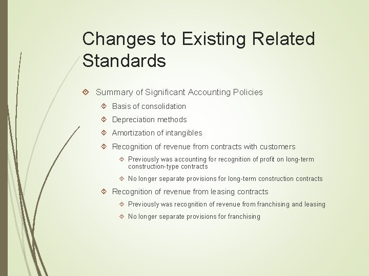 Changes to Existing Related Standards Summary of Significant Accounting Policies Basis of consolidation Depreciation