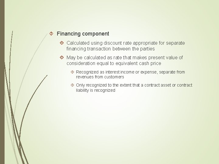  Financing component Calculated using discount rate appropriate for separate financing transaction between the