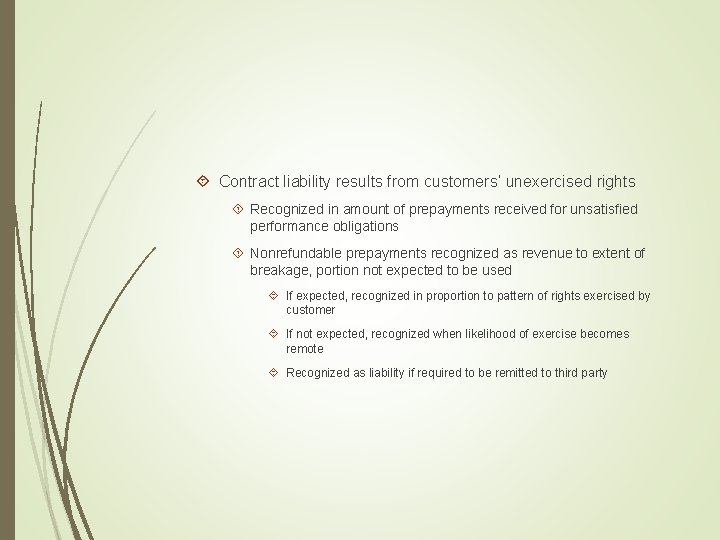  Contract liability results from customers’ unexercised rights Recognized in amount of prepayments received