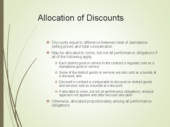 Allocation of Discounts equal to difference between total of standalone selling prices and total