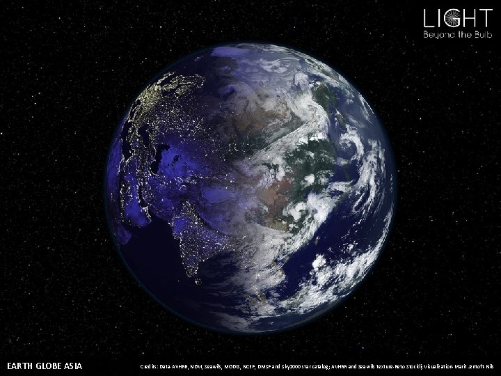 EARTH GLOBE ASIA Credits: Data-AVHRR, NDVI, Seawifs, MODIS, NCEP, DMSP and Sky 2000 star