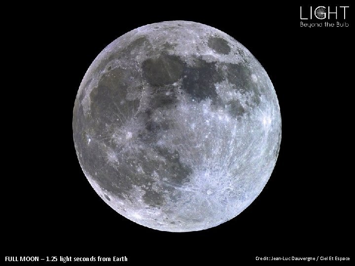 FULL MOON – 1. 25 light seconds from Earth Credit: Jean-Luc Dauvergne / Ciel
