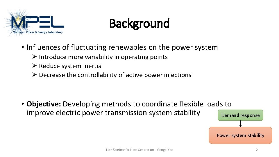 Background • Influences of fluctuating renewables on the power system Ø Introduce more variability