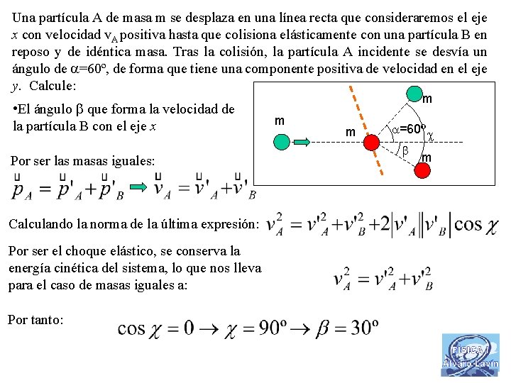 Una partícula A de masa m se desplaza en una línea recta que consideraremos