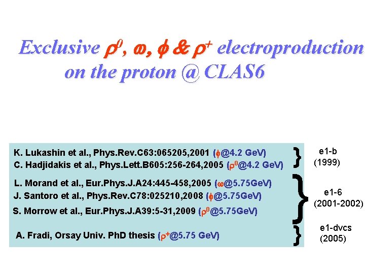 Exclusive r 0, w, f & r+ electroproduction on the proton @ CLAS 6