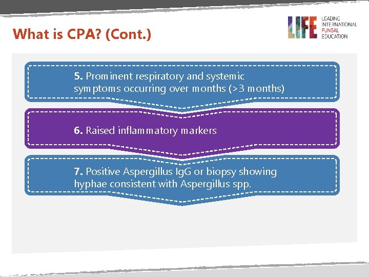 What is CPA? (Cont. ) 5. Prominent respiratory and systemic symptoms occurring over months